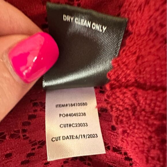 Torrid Mixed Lace High Neck Blouse Women’s 2 2XL Red Long Sleeves NEW - Picture 10 of 12